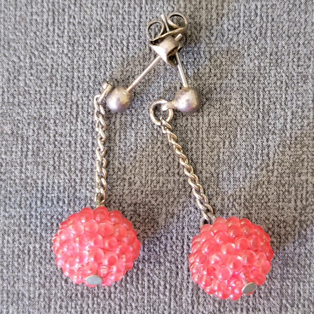 Pink Beaded Drop Earrings